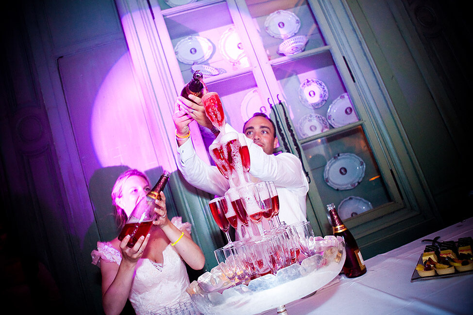 Fontaine à champagne lors d'une soirée de mariage