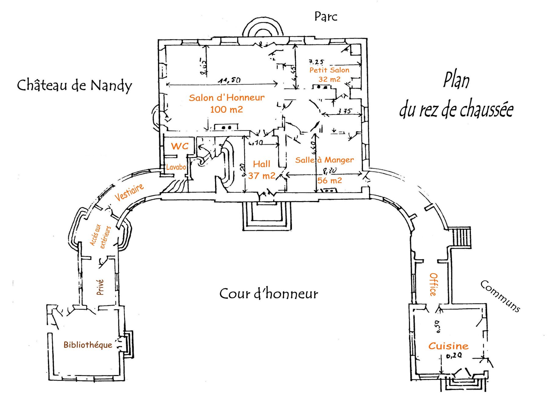 Plan du rez-de-chaussée du Château de Nandy